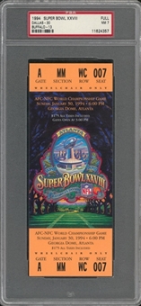 1994 Super Bowl XXVIII Full Ticket, Orange Variation - PSA NM 7